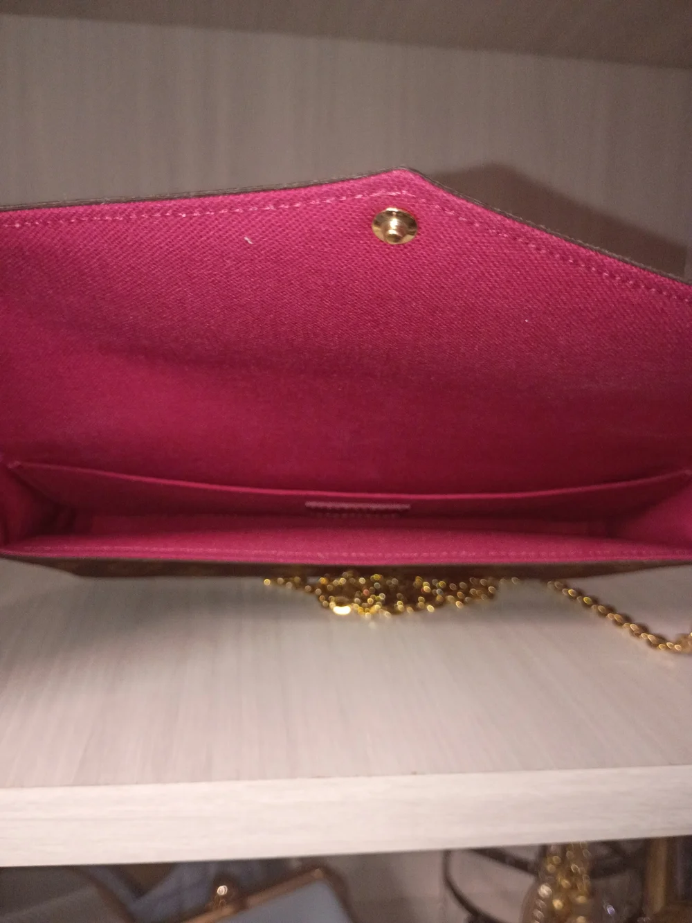 Louis Vuitton Monogram Canvas Felicie Crossbody with Gold Chain